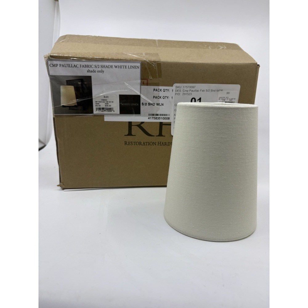 Restoration Hardware Cmp Pauliac S/2 Shade white Linen Lamp Shades New - Picture 3 of 10